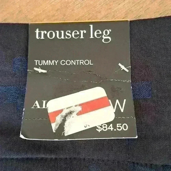 Alfani Tummy-Control Pants Rothko Grid Navy Blue Straight Legs - Size: 24W - Picture 6 of 7